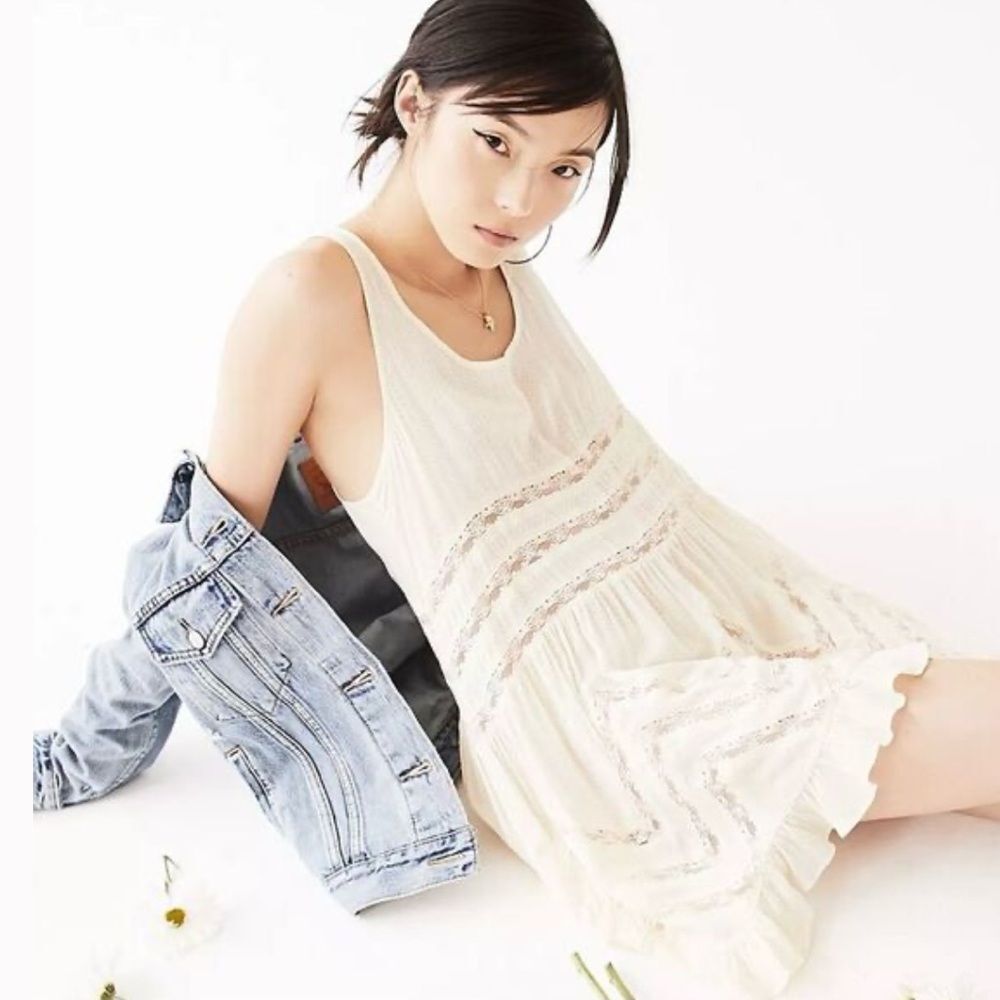 Intimately Free People Voile and lace trapeze slip, dress, nighty.  Size…‎